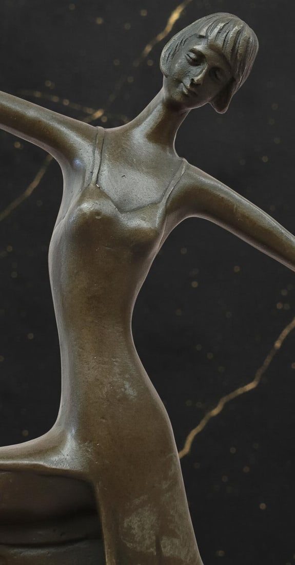 Signed Milo Bronze Sculpture of a Graceful Dancer Art Deco Statue on Marble Base - 7