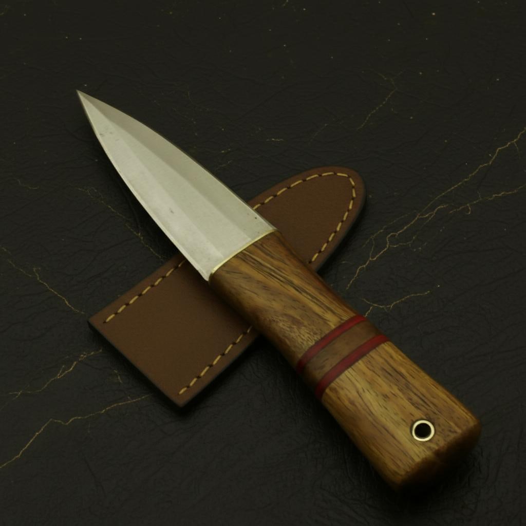 Rosewood Handle Scottish Dirk Knife, 8 inch Stainless Steel Blade, Custom Leather Sheath - 4