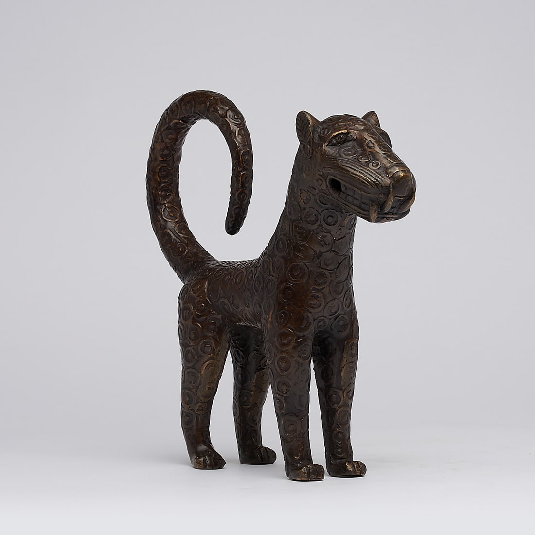 African bronze - Benin Leopard Sculpture - Edo - Kingdom of Benin - Bronze - 5