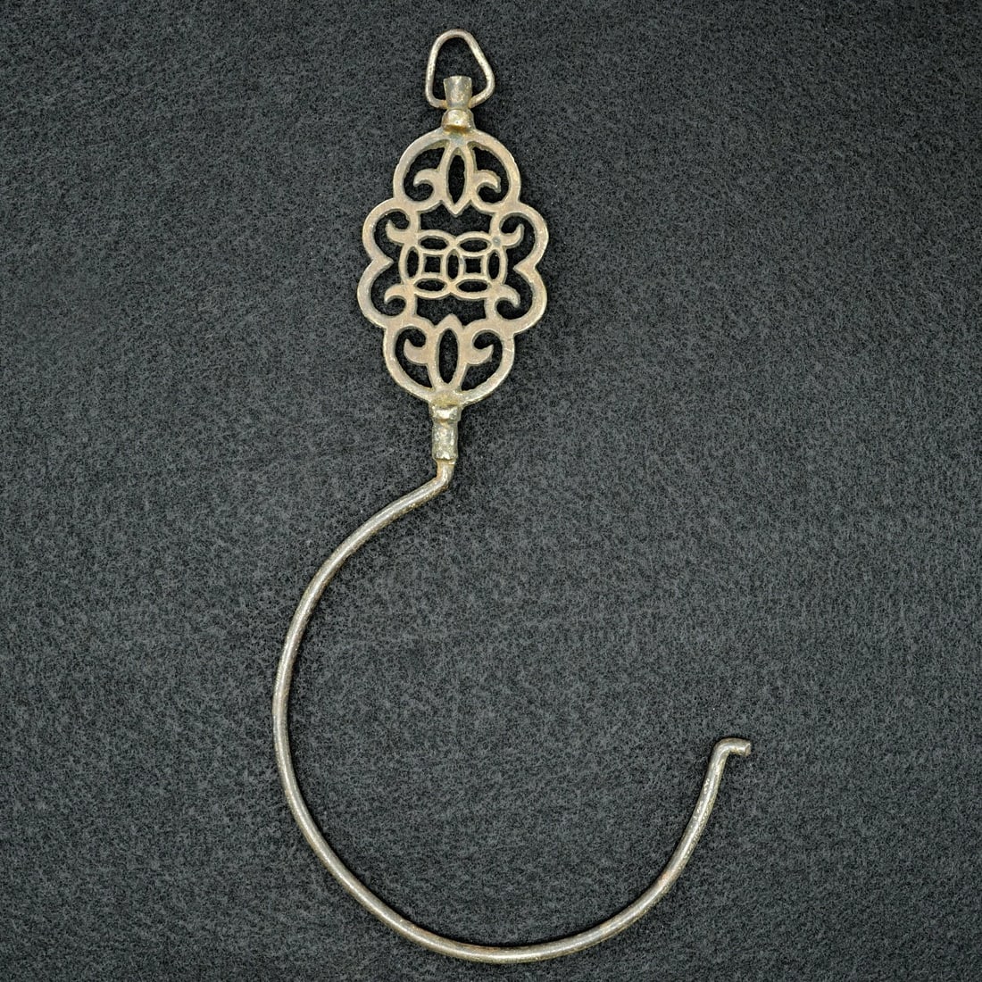 19th Chinese Metal Pot Hook w/ Openwork