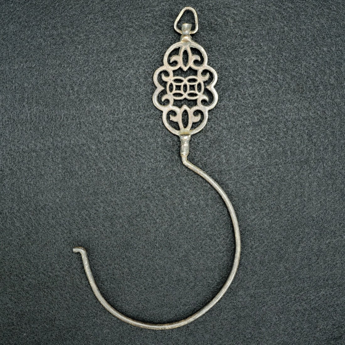 19th Chinese Metal Pot Hook w/ Openwork - 3