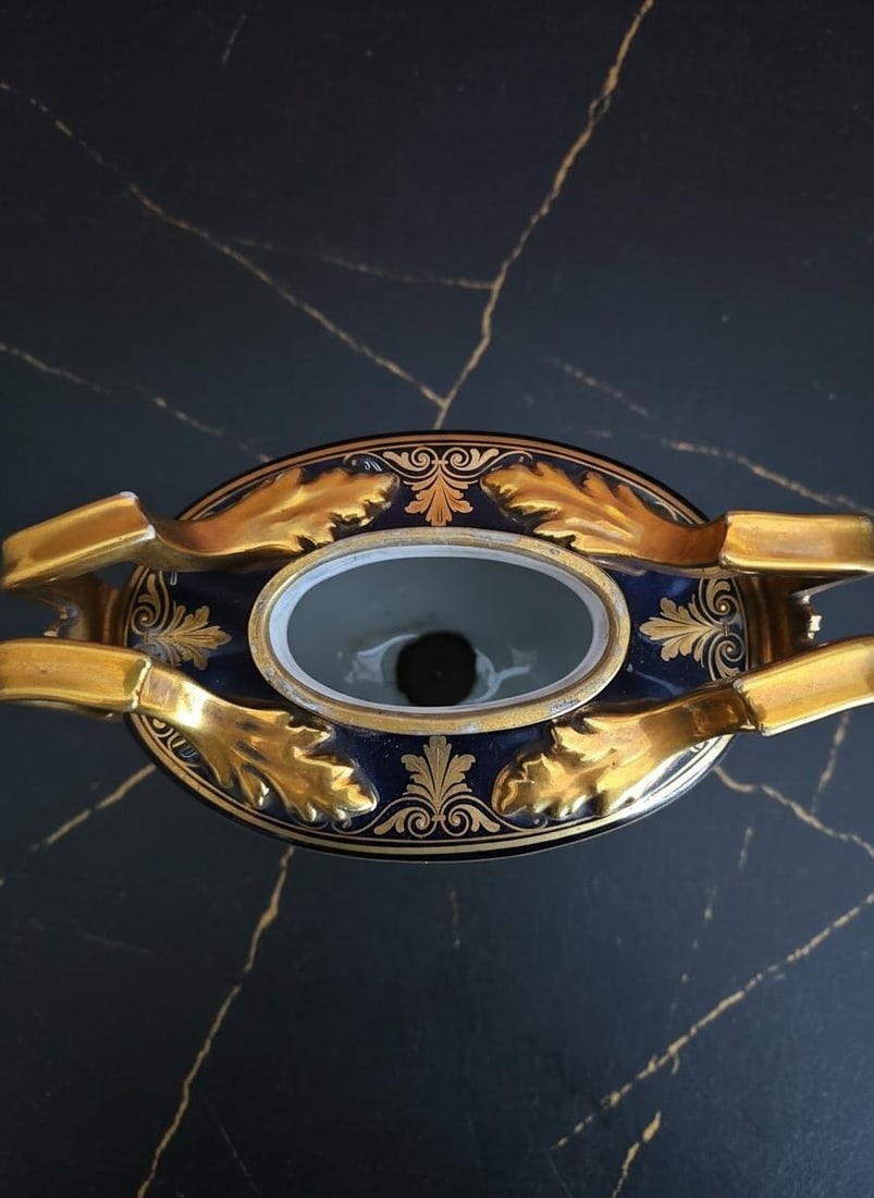 Antique Royal Vienna Hand Painted Porcelain Urn, 10" Lidded Austrian Vase - 6