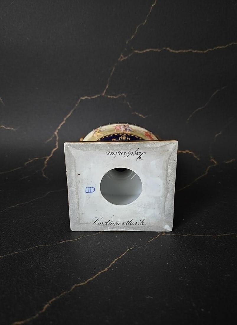 Antique Royal Vienna Hand Painted Porcelain Urn, 10" Lidded Austrian Vase - 8