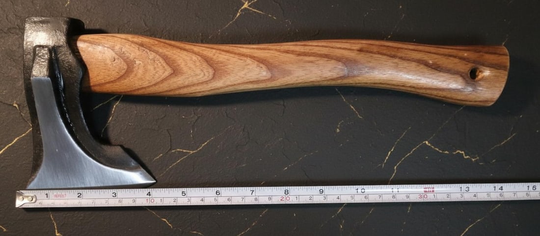 New 14 Inch Hand Axe with Carbon Steel Blade, Solid Hardwood Handle & Lanyard - 2