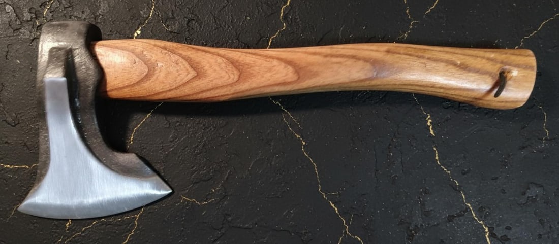 New 14 Inch Hand Axe with Carbon Steel Blade, Solid Hardwood Handle & Lanyard - 4