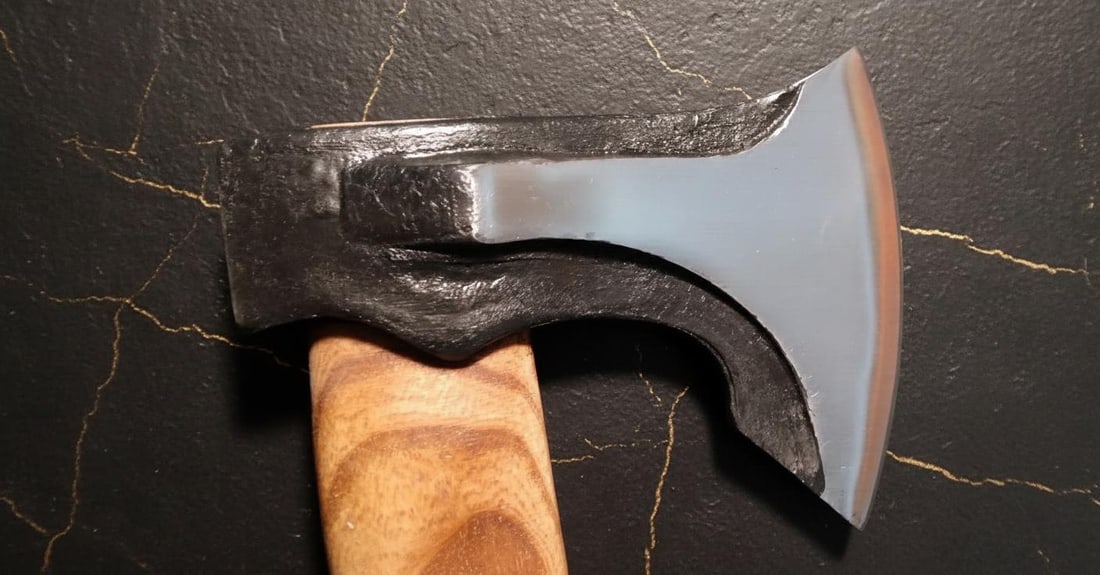 New 14 Inch Hand Axe with Carbon Steel Blade, Solid Hardwood Handle & Lanyard - 5