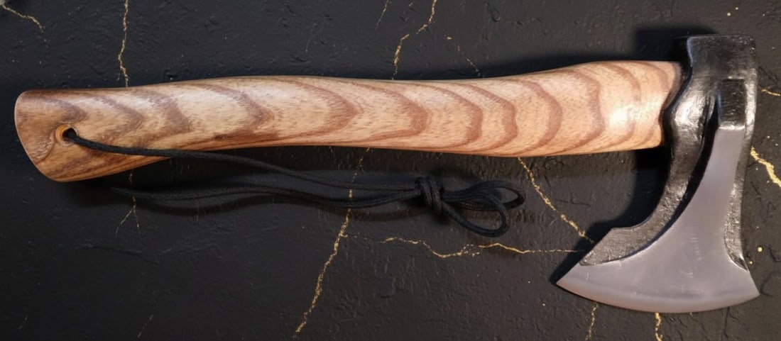 New 14 Inch Hand Axe with Carbon Steel Blade, Solid Hardwood Handle & Lanyard - 7