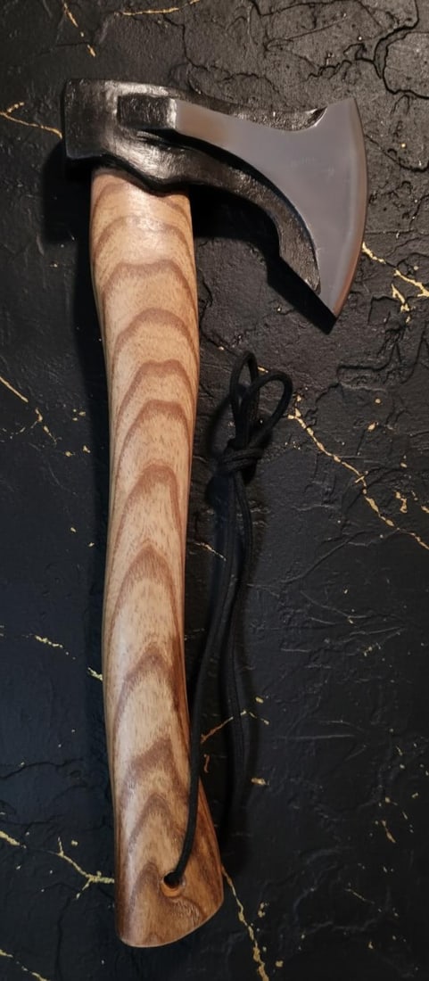 New 14 Inch Hand Axe with Carbon Steel Blade, Solid Hardwood Handle & Lanyard - 8