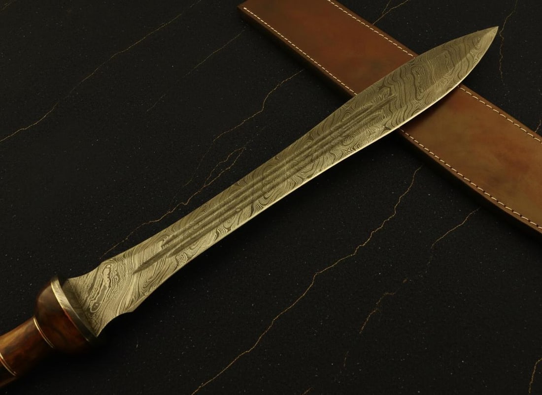 Hand Forged Damascus Steel Gladius Sword 26" Roman Warrior Style with Sheath: Title:Hand Forged Damascus Steel Gladius Sword 26" Roman Warrior Style with SheathDescription:This listing is for a custom-made Roman Gladius sword, a replica inspired by the short swords used by