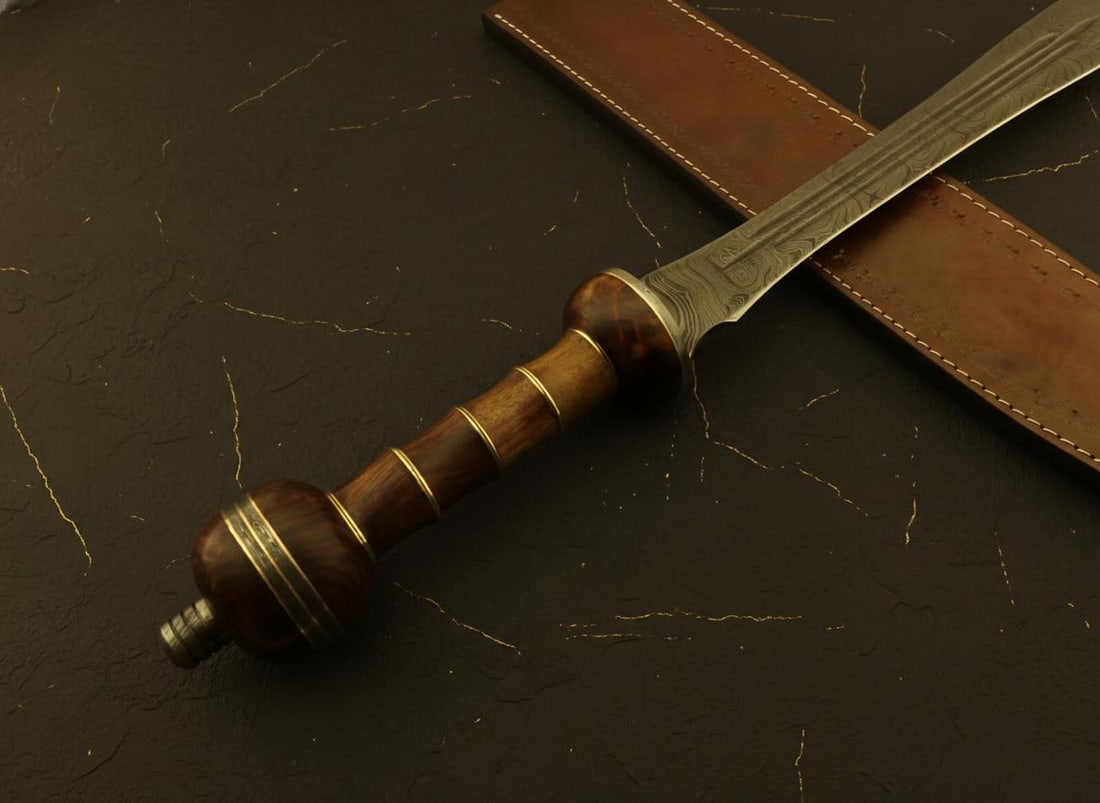 Hand Forged Damascus Steel Gladius Sword 26" Roman Warrior Style with Sheath - 4