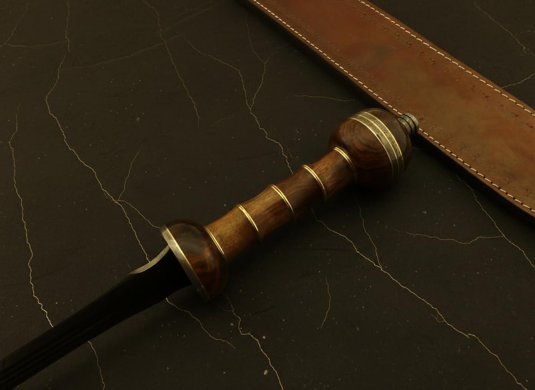 Hand Forged Damascus Steel Gladius Sword 26" Roman Warrior Style with Sheath - 6