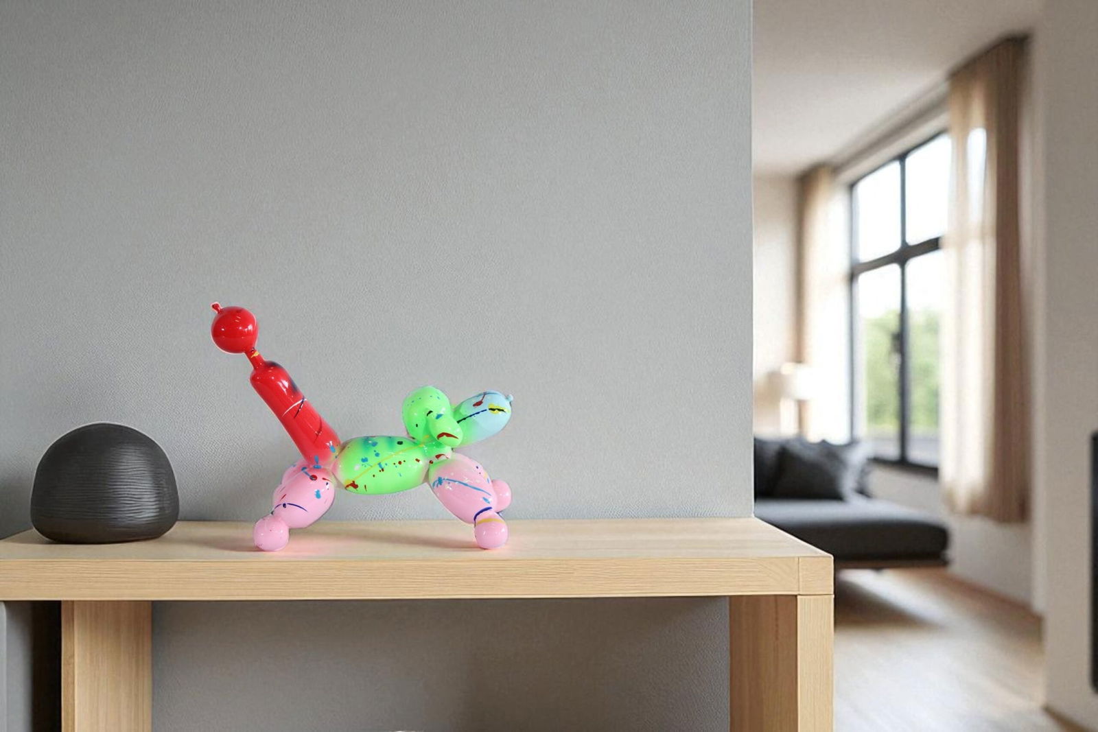Resin Balloon Dog Statue -Colorful Indoor/Outdoor Pop Art Sculpture with Glossy Multicolor Finish, - 11