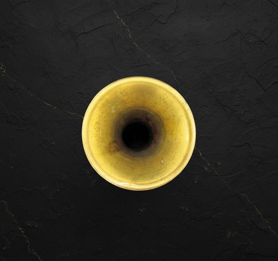 Painted Floral Ceramic Vase with Blue Bottom, 5 Inch Vintage Chinese Cloisonne Style - 6