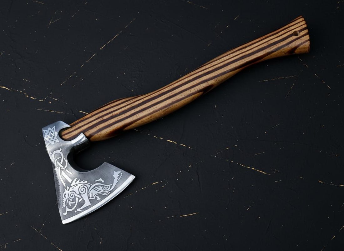 Forged Carbon Steel Viking Axe Tomahawk Hatchet w/ Ash Wood Handle & Sheath (1 of 11)