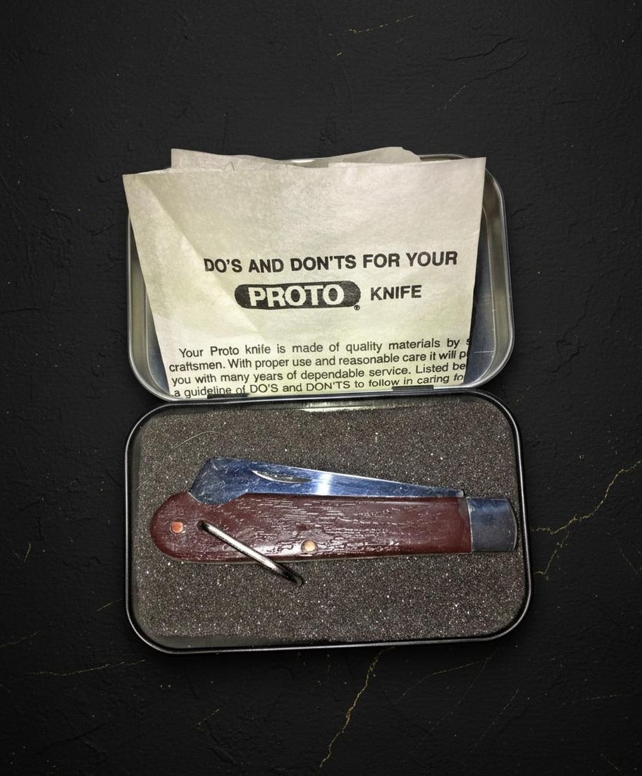 Vintage USA Made PROTO Sheepsfoot Rope Knife, New Old Stock in Original Tin Box - 6