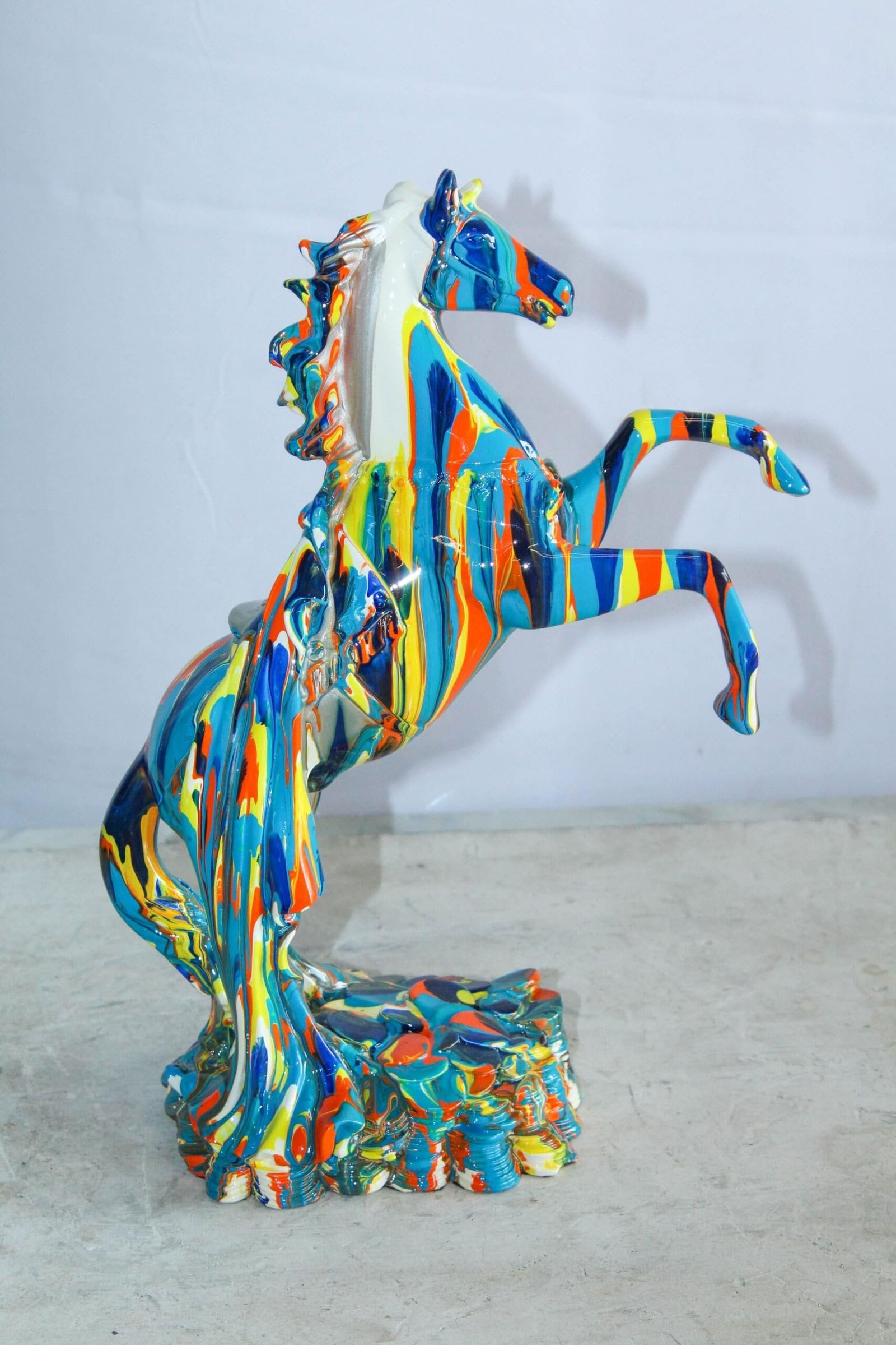 Multicolor Rearing Horse Statue Abstract Art Decor 11" x 6" x 14"H - 4