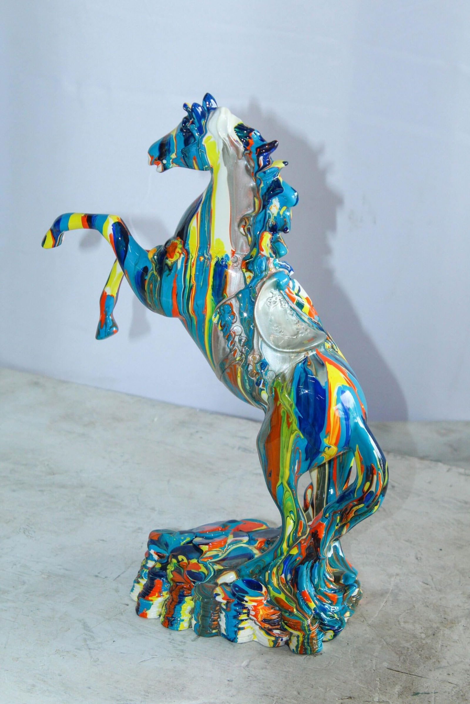 Multicolor Rearing Horse Statue Abstract Art Decor 11" x 6" x 14"H - 8