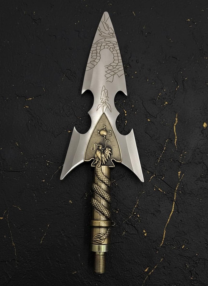 Chinese Warrior Spear Prop, 55.4" Full Metal Construction, Traditional Cosplay Weapon - 3