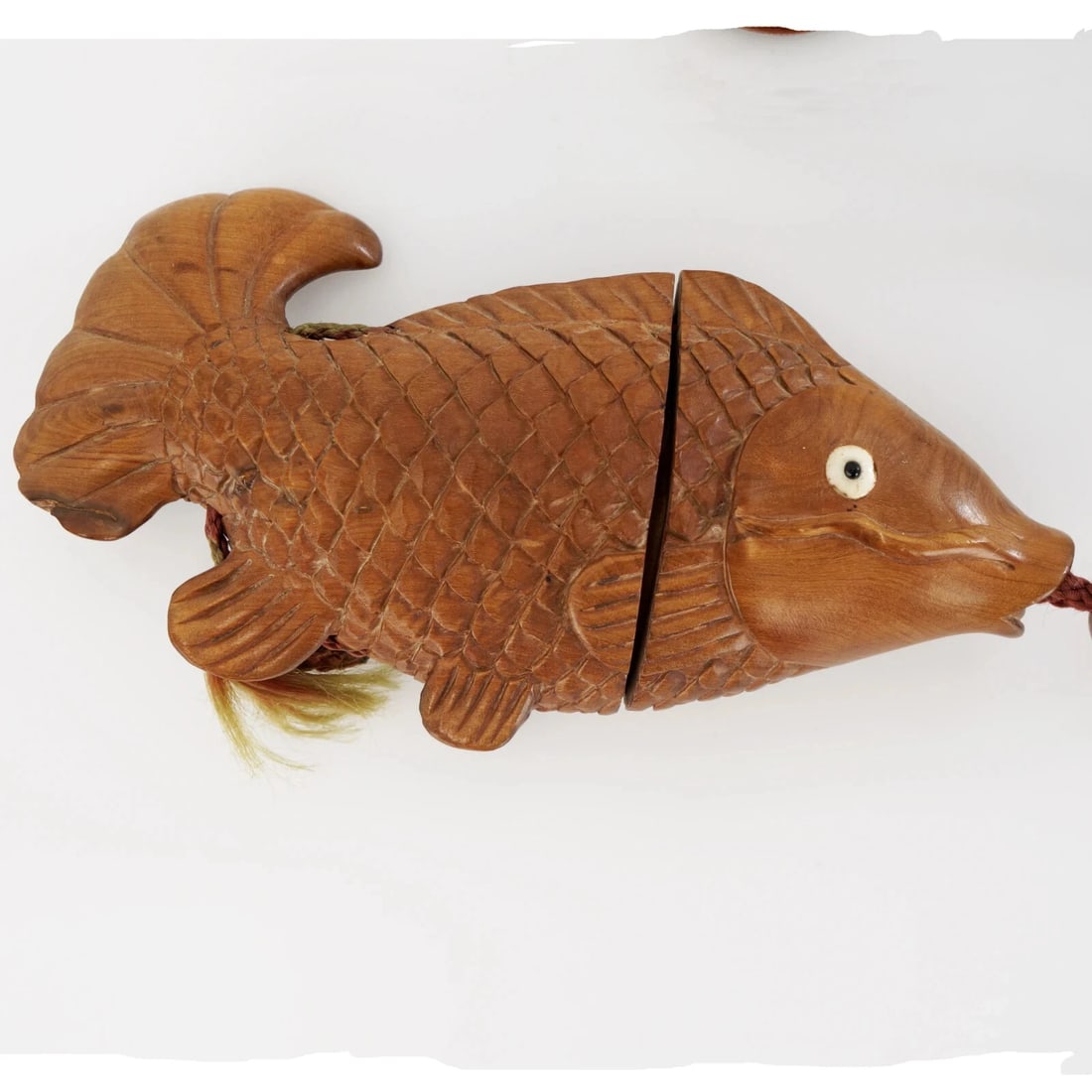 Vintage Japanese Handcarved Wood Carp Inro - 2