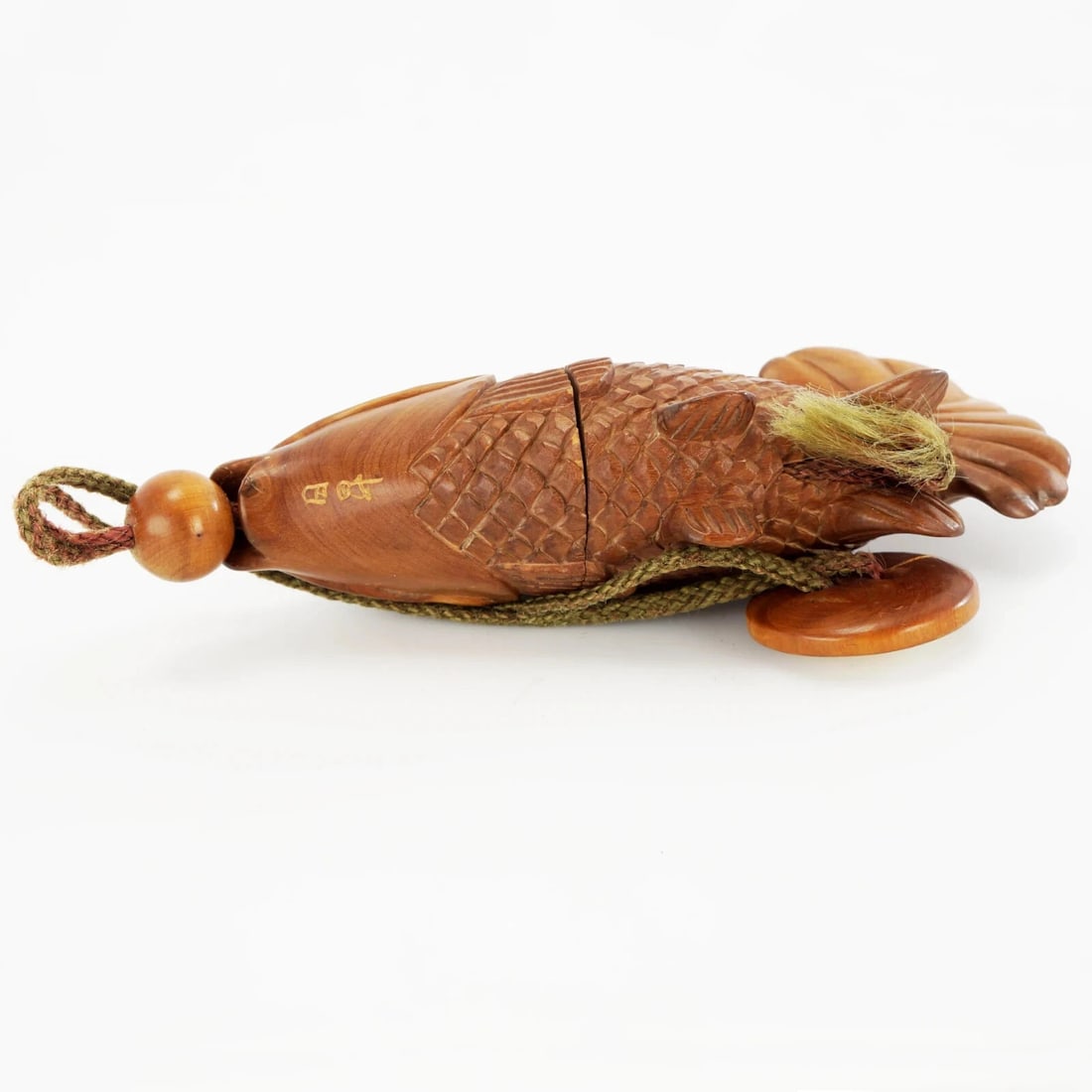 Vintage Japanese Handcarved Wood Carp Inro - 7