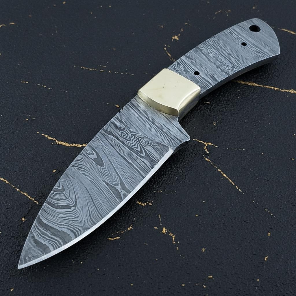 Damascus Steel Blade Blank 3.5" Drop Point for Custom Knife Making Full Tang Guard - 2