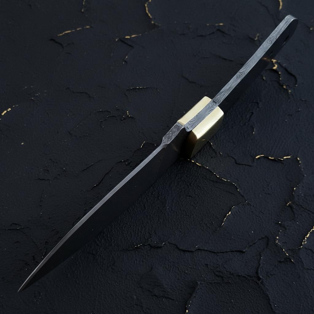 Damascus Steel Blade Blank 3.5" Drop Point for Custom Knife Making Full Tang Guard - 5