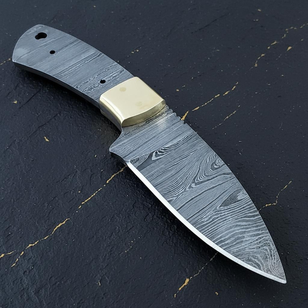 Damascus Steel Blade Blank 3.5" Drop Point for Custom Knife Making Full Tang Guard - 6