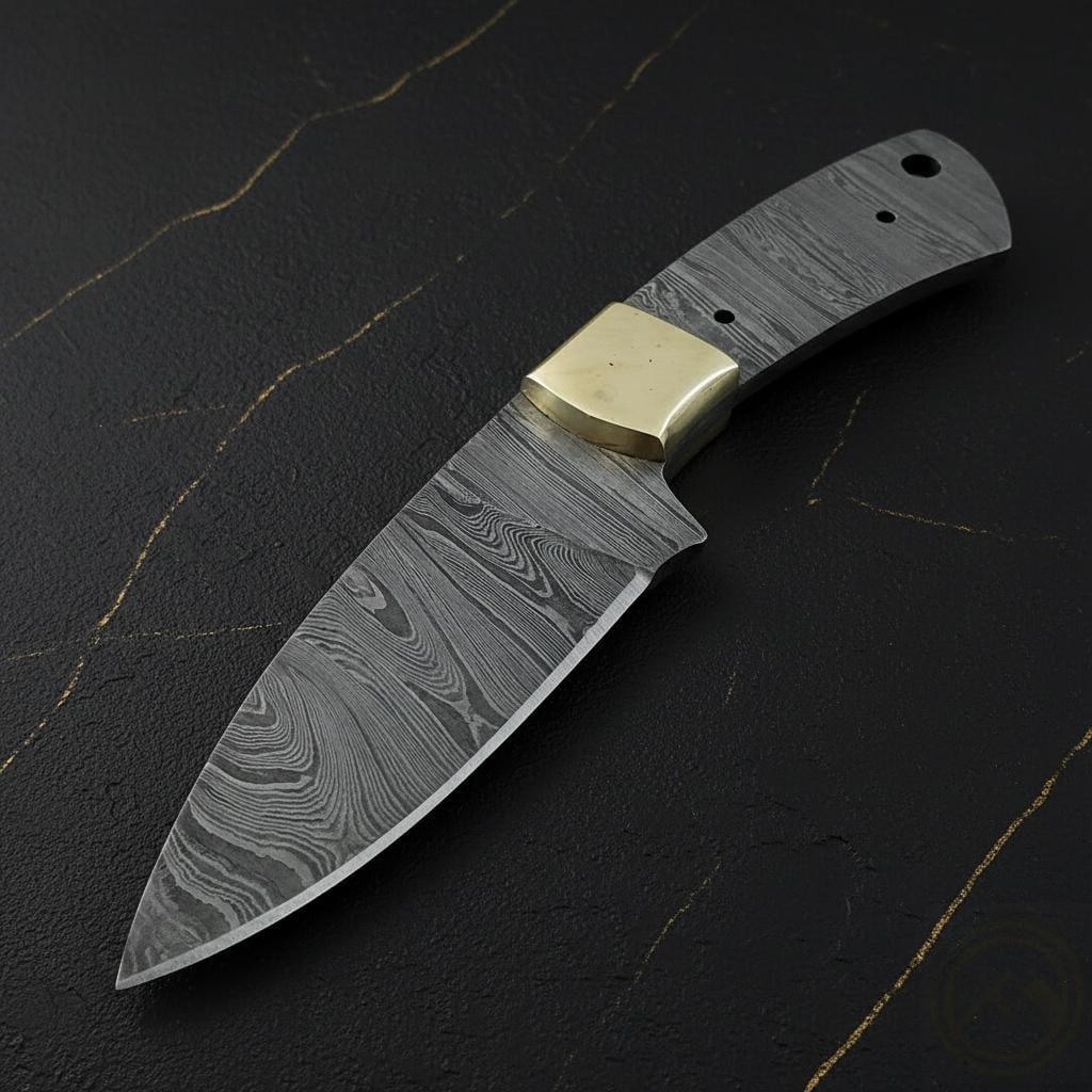 Damascus Steel Blade Blank 3.5" Drop Point for Custom Knife Making Full Tang Guard - 7