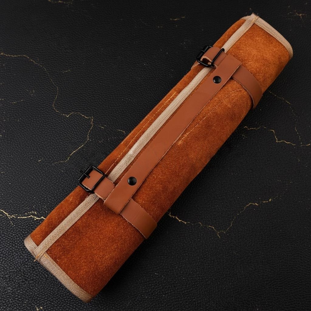 Handmade 5-Piece Damascus Steel Chef Knife Set Kitchen Knives with Leather Sheath - 5