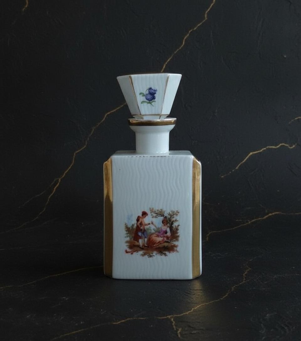 Courting Couple Figurine Perfume Bottle Vintage German Art Deco Porcelain - 3