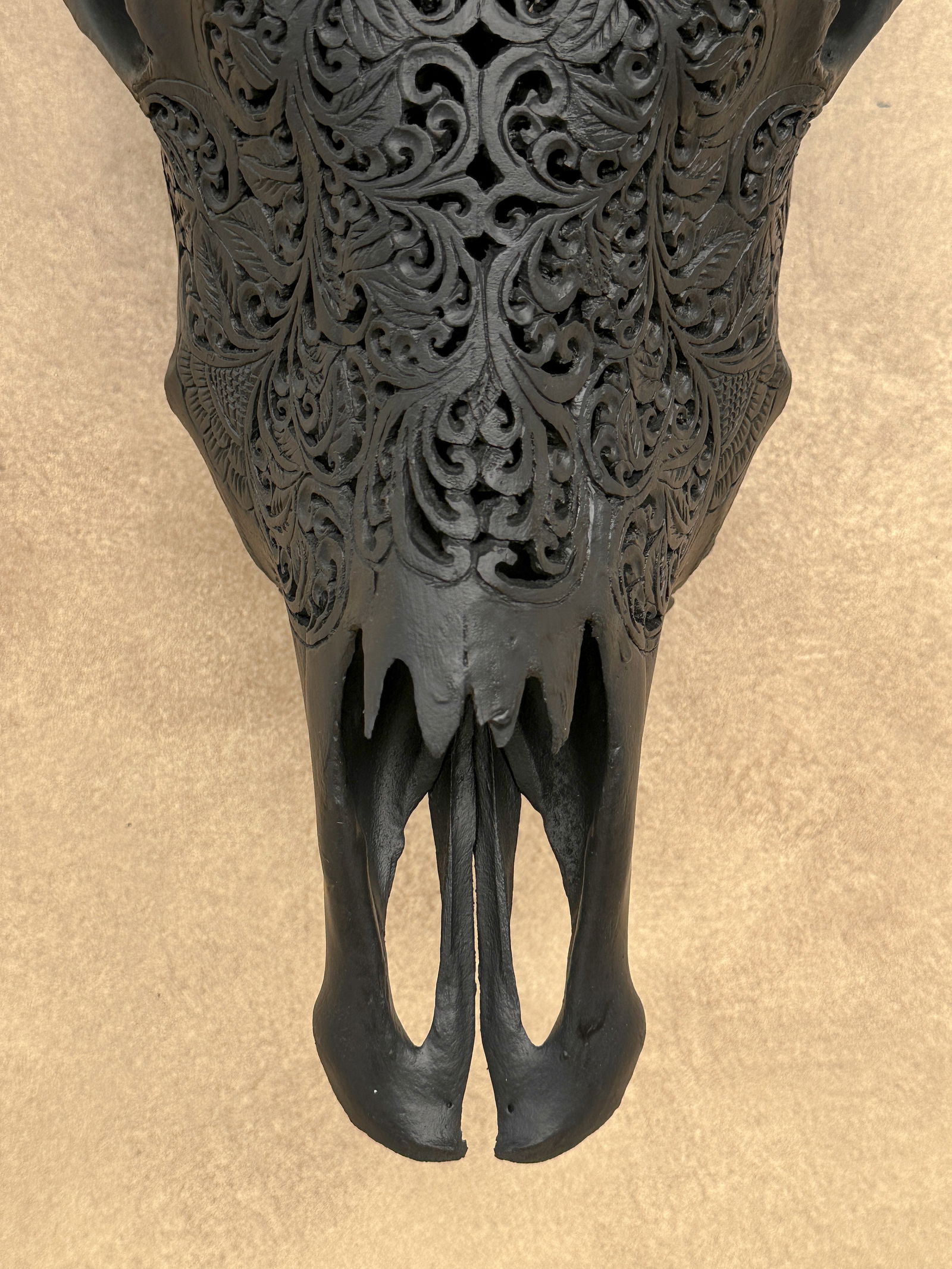 Black cow skull - Flower mandala motif - 5