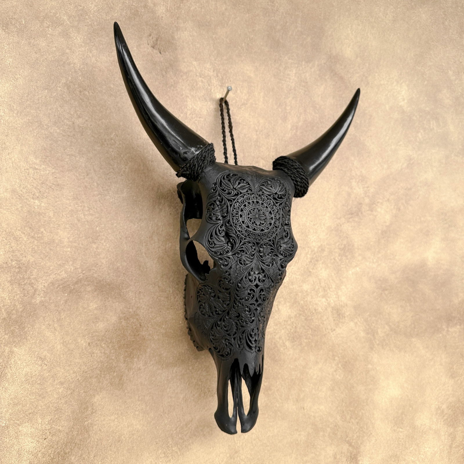 Black cow skull - Flower mandala motif - 6