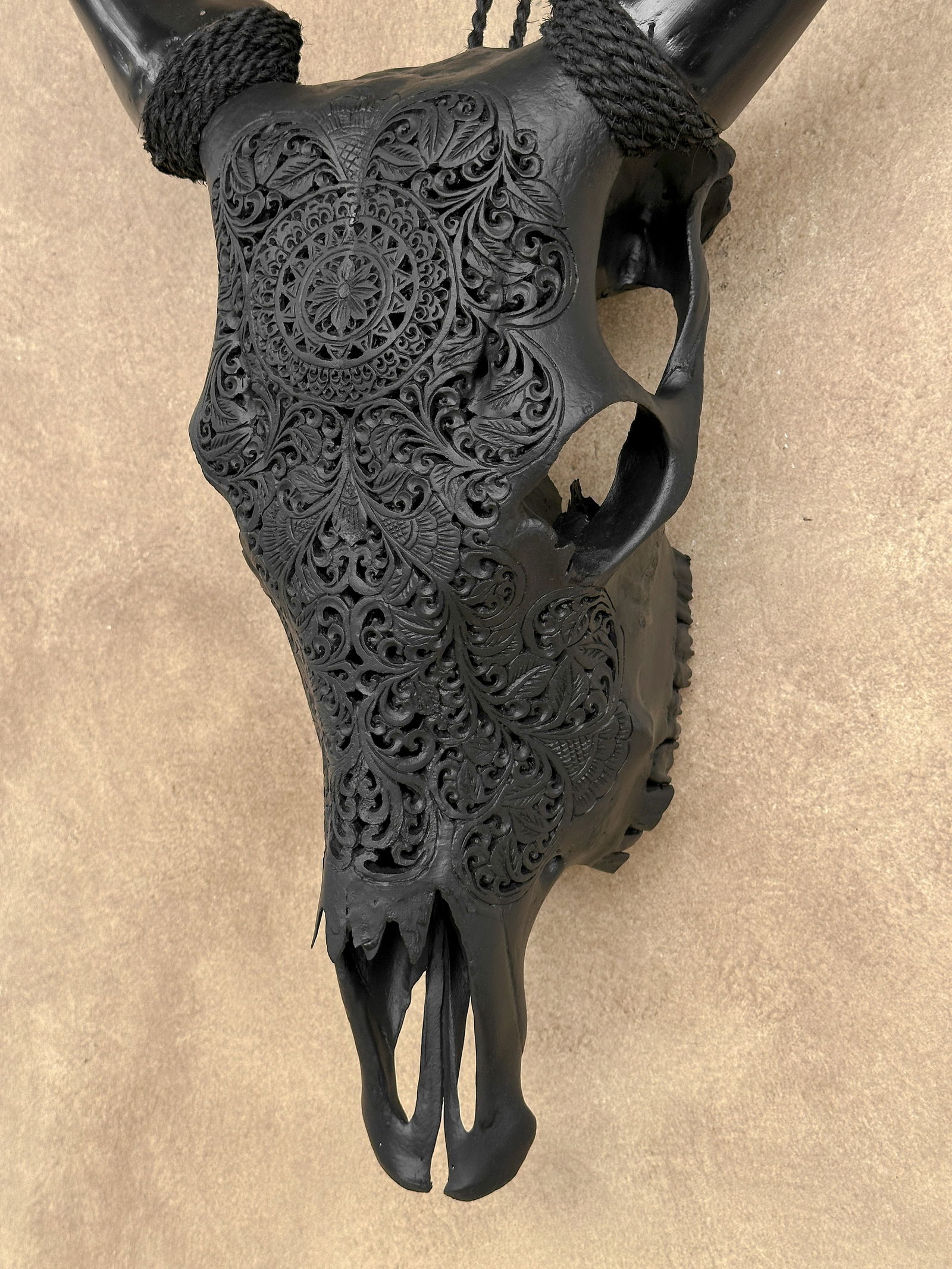 Black cow skull - Flower mandala motif - 9