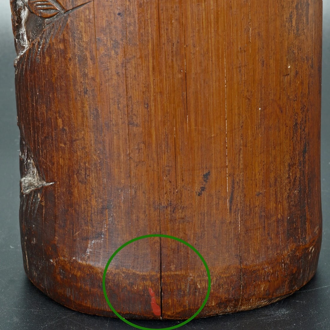 19th C Chinese carved bamboo brush pot - 7