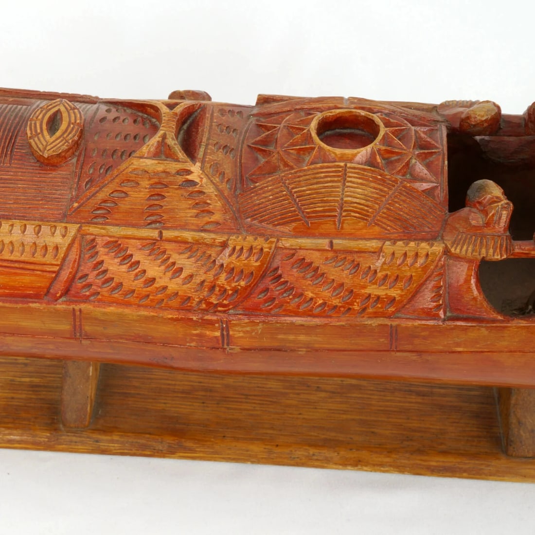 Chinese Carved Bamboo Junk Boat Circa 1920's - 10