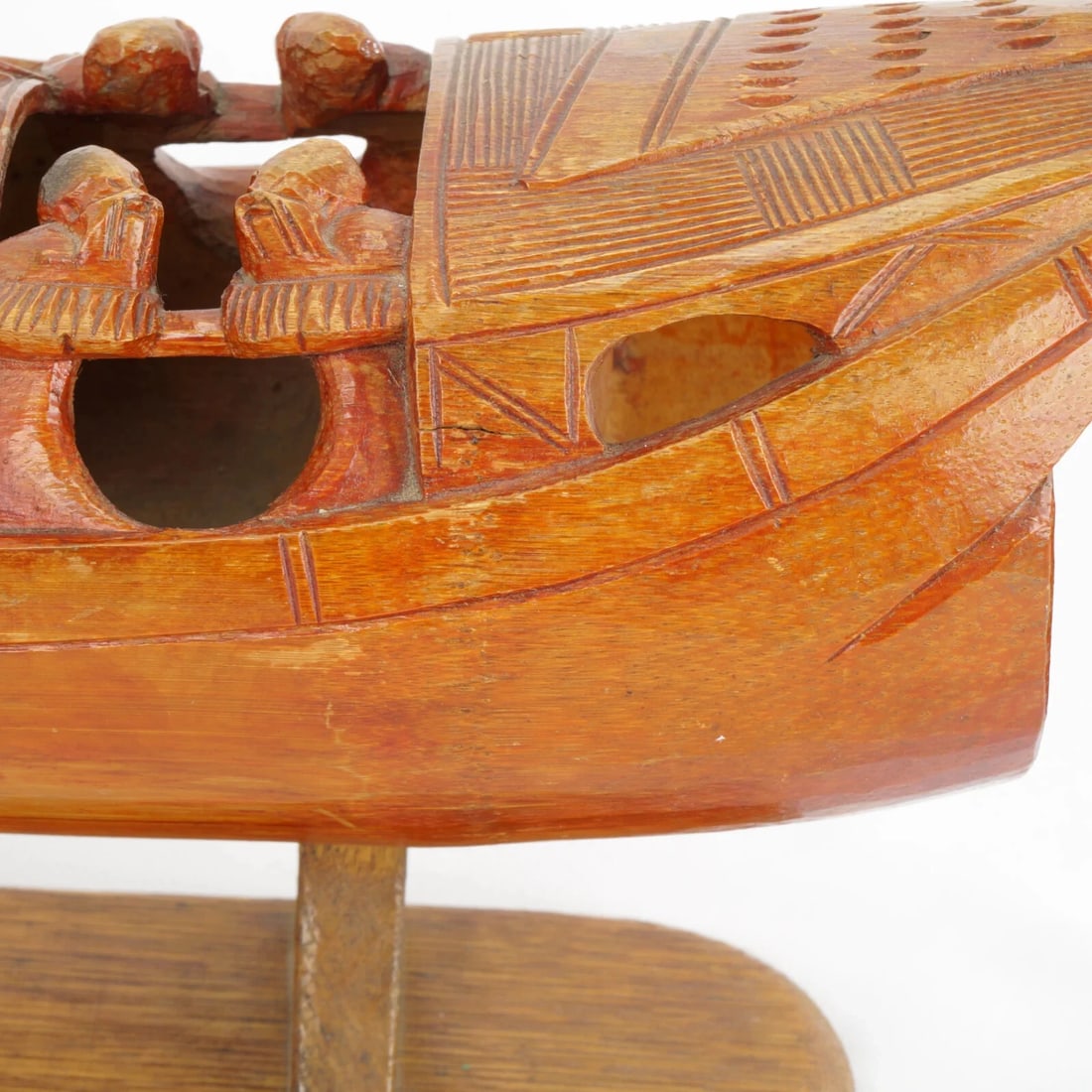 Chinese Carved Bamboo Junk Boat Circa 1920's - 8