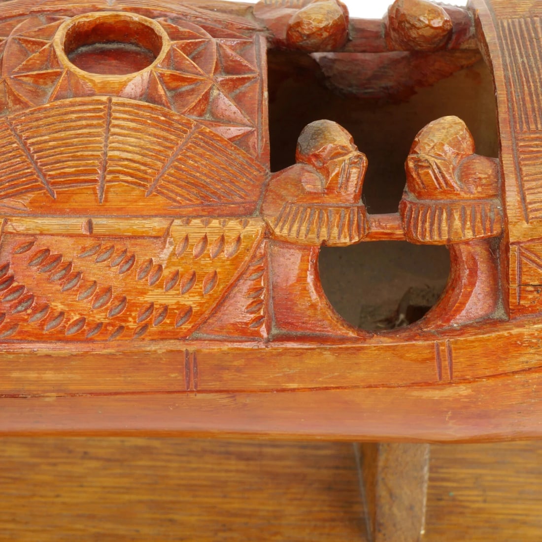 Chinese Carved Bamboo Junk Boat Circa 1920's - 9