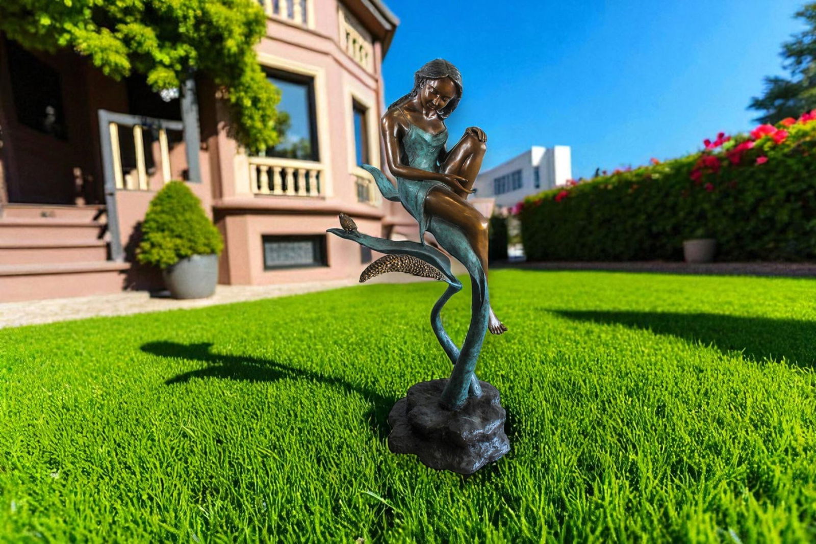 Bronze Girl on Vine Statue - Large Indoor/Outdoor Sculpture, Handcrafted Lost Wax Casting, Young - 9