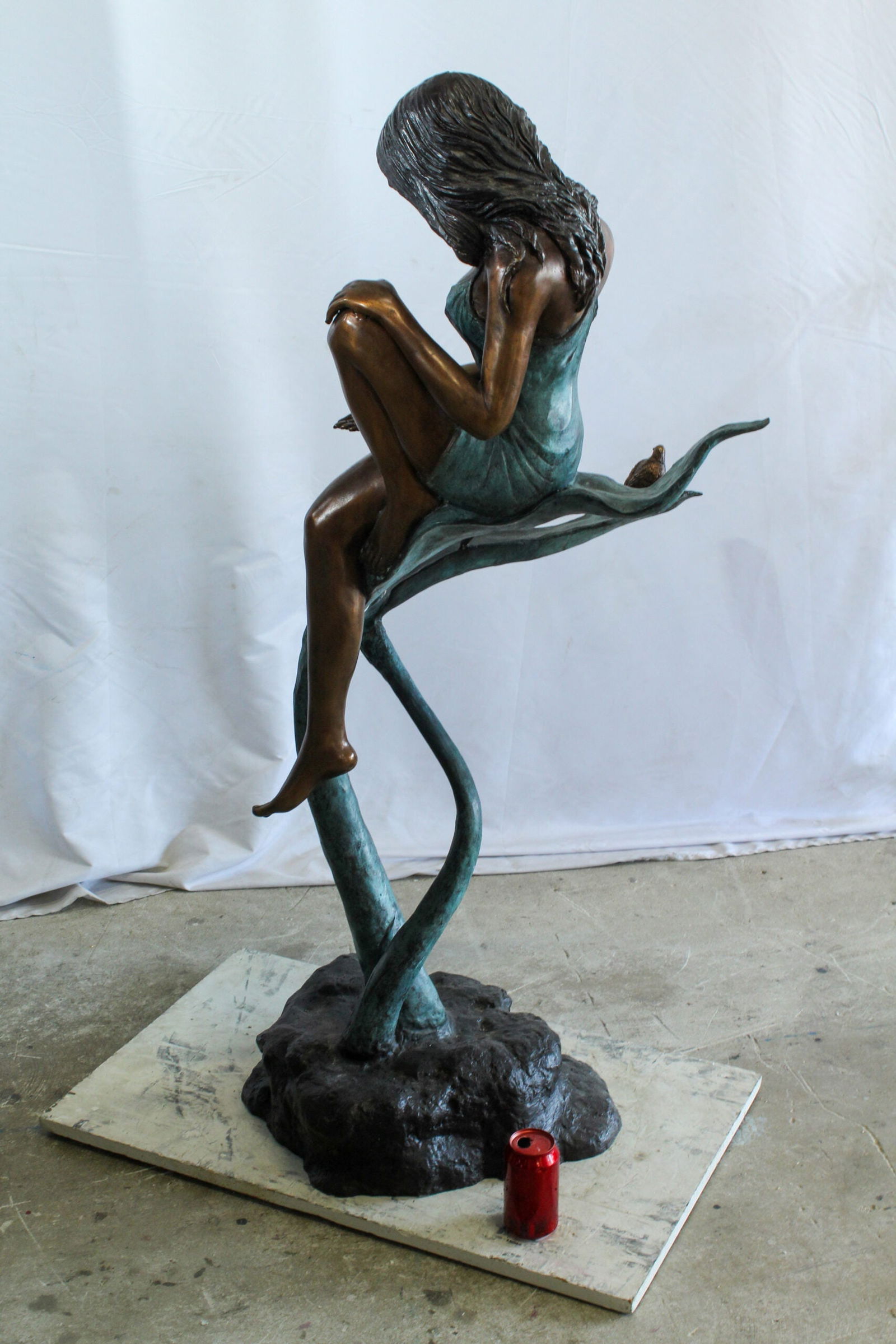Bronze Girl on Vine Statue - Large Indoor/Outdoor Sculpture, Handcrafted Lost Wax Casting, Young - 6