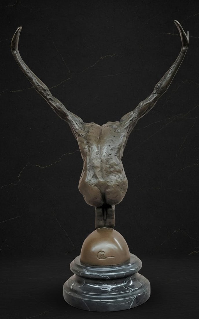 Large Signed Milo Bronze Sculpture Athletic Male Swimmer Diver on Marble Base - 5