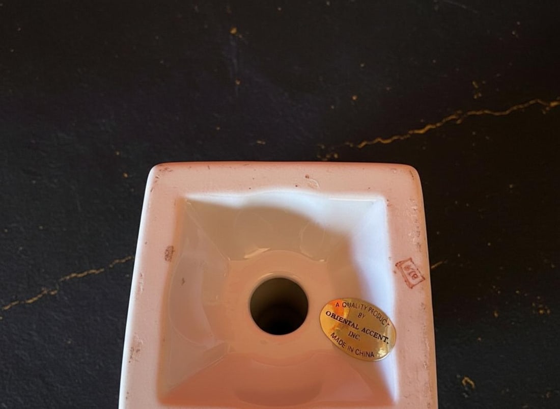 Hand Painted Winged Victory Urn 18" Vintage Porcelain Vase Purple Green & Gold - 11