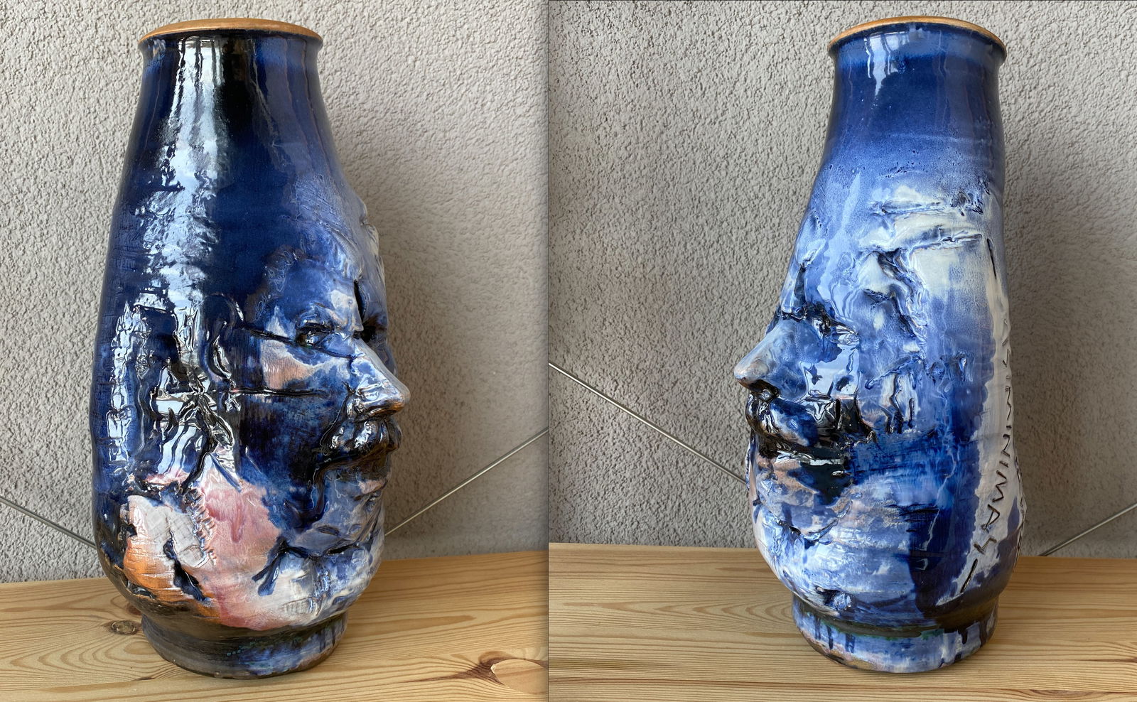 Antique vase, face sculpture - 8