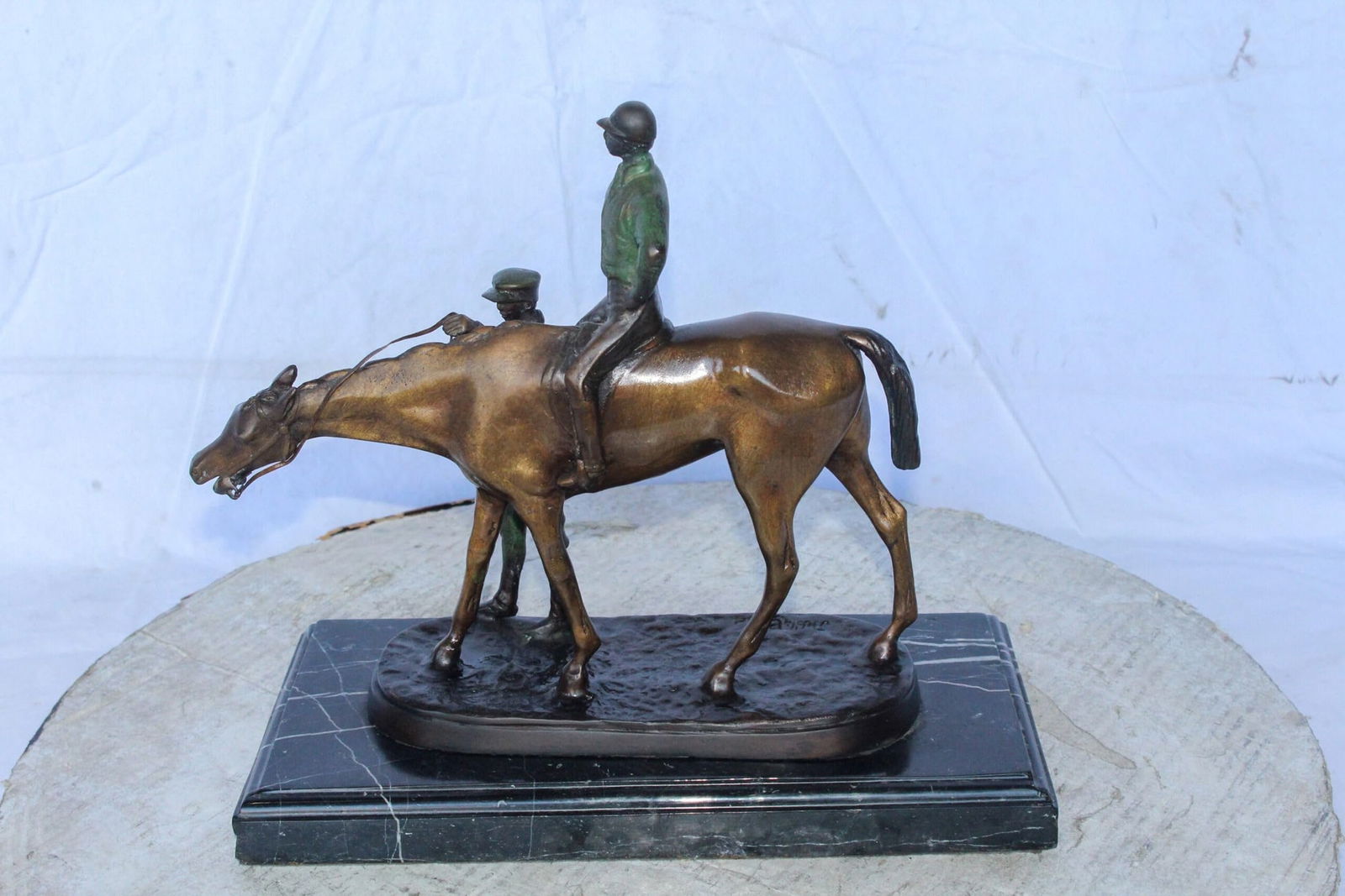 Horse and Jockey Bronze Statue, A J. Willis Good Replica 14" x 6" x 13"H - 8