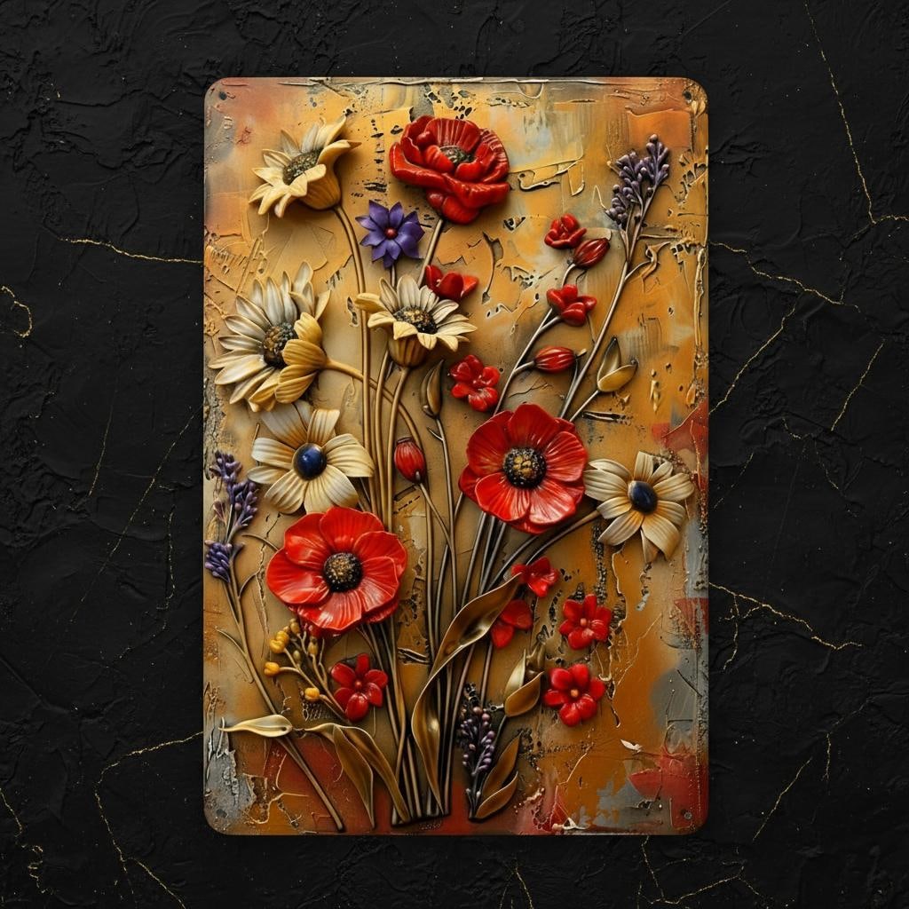 Decorative Floral Metal Sign 8x12 inches, Vintage Wall Art Plaque for Garden or Home Gift - 5