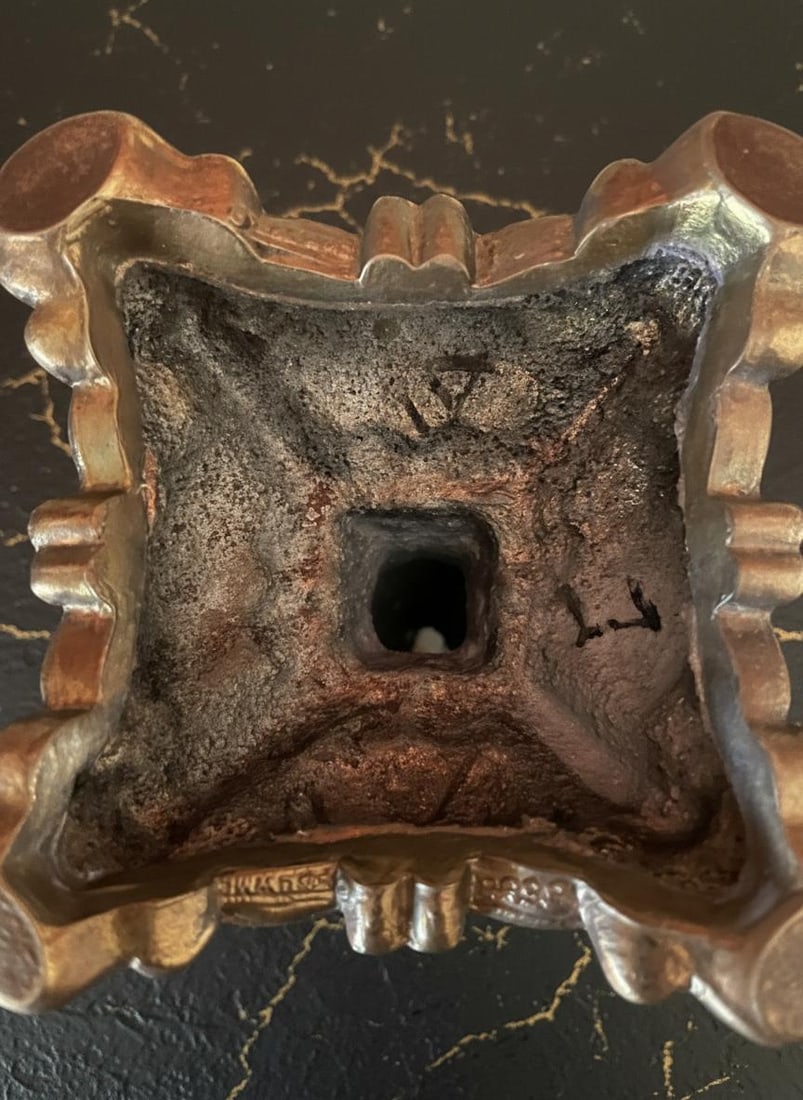 Antique Weimar Jutta Pattern Pedestal Stand, Green & Gold Floral Porcelain Plate - 6