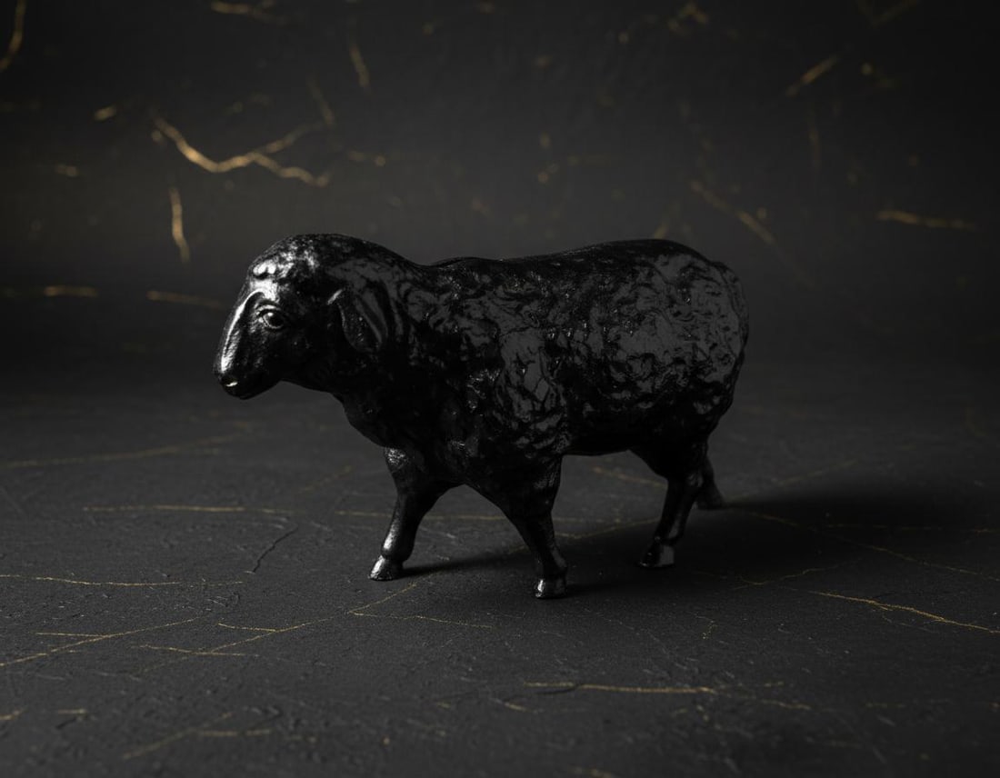 Cast Iron Black Sheep Figural Still Bank Vintage Repainted Coin Collectible - 4