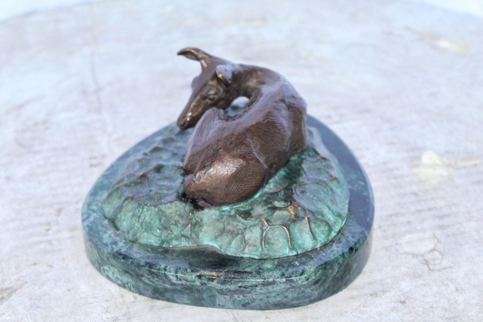 Deer Lazy Days, Small Bronze Statue Signed by Robert Beeler 6" x 7" x 3"H - 9