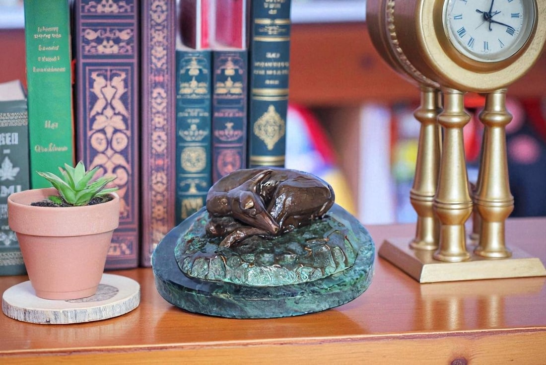 Deer Lazy Days, Small Bronze Statue Signed by Robert Beeler 6" x 7" x 3"H - 3