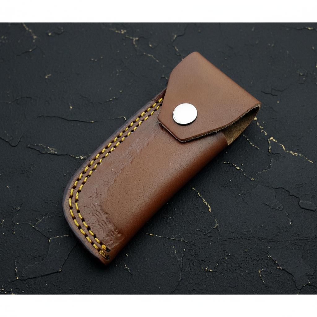 Hand Forged Damascus Steel Pocket Knife with White Bone Handle & Brass Filework - 5