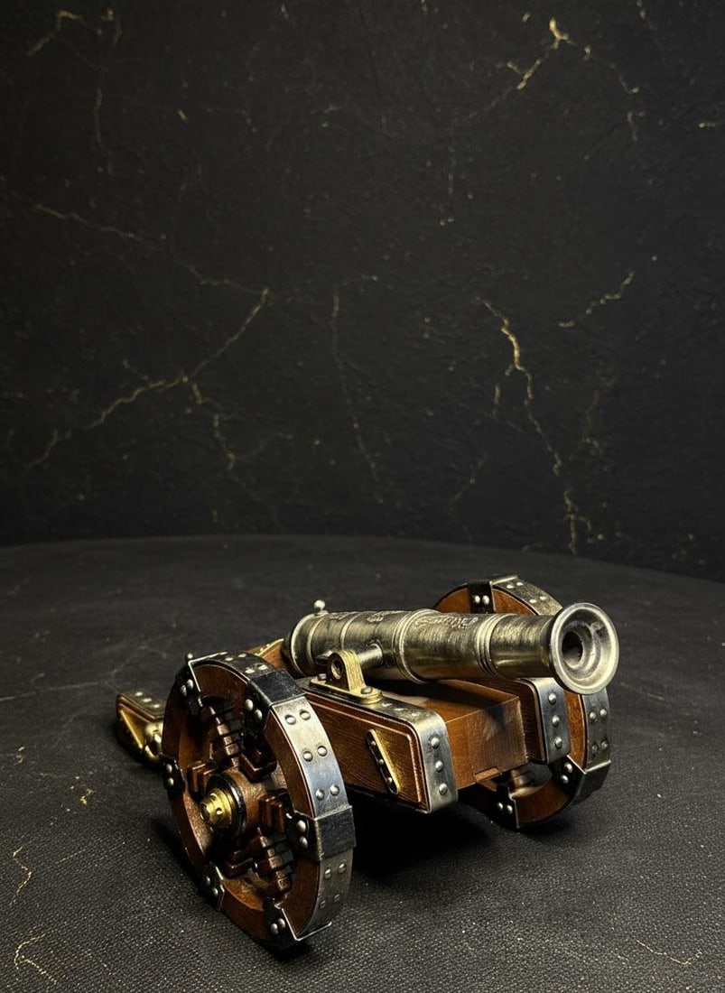 Vintage Miniature Cannon Collection Lot of 8 Wood Brass & Metal Replicas - 13